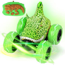 Dywalfri Remote Control Car, Dinosaur Toys Rc Stunt Car 360� Rolling With Led Headlights, Rechargeable Rc Car Dinosaur Toys Gifts For 4 5 6 7 8-12 Year Old Boys Girls Kids