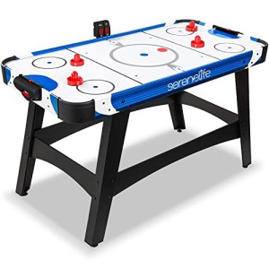Serenelife 58" Air Hockey Game Table With Motor, Digital Led Scoreboard, Puck Dispenser & Complete Accessories