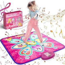Kmuxilal Dance Mat Toys Birthday Gifts For 3 4 5 6 7 8-12 Year Old Girls, Princess Theme Music Dance Pad With 7 Game Modes, Adjustable Volume, Led Light