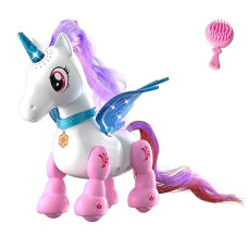 Unicorn Toys For Kids, Walking And Dancing Robot Unicorn, Birthday Gifts For Age 3 4 5 6 7 8 Year Old Girls Boys Gift Idea(White Unicorn)