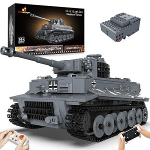 Jmbricklayer Tiger Army Tank Building Block Kit - Rc Ww2 Military Tank Model Toy, Armed Tank construction Vehicle Kit, Boys Adult Building Toy, gift Toys For Teens Adults Block collectors(800 Pieces)