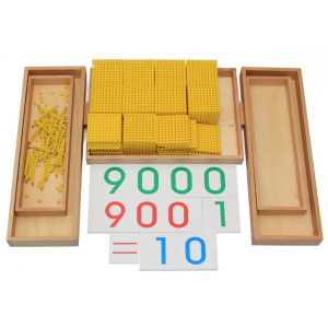 Wumudidi Wooden Golden Beaded Toy, Montessori Materials Decimal System Mathematics Bank Gamebaby Preschool Education Toys