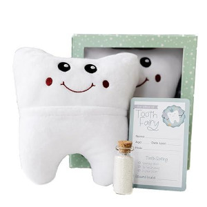 Tooth Fairy Pillow With Receipts And Magic Fairy Glitter For Boys And Girls, 3 Piece Set With Option To Hang On Door, Toothfairy Kit Keepsake Gift With Pocket