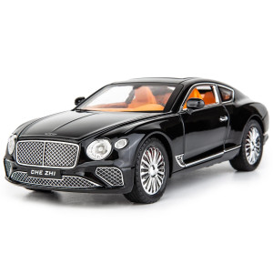 Wakakac Compatible For 1/24 Bentley Continental Gt Model Car Alloy Diecast Toy Car Collectible Pull Back Toy Vehicles With Sound And Light Door Can Be Opened For Girls Boys Gift(Black)