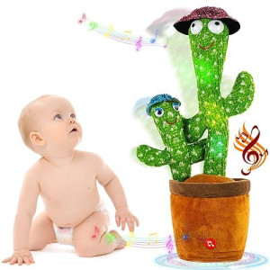 Gnrzzt Dancing Cactus Talking Toy, Wriggle Singing Cactus Repeats What You Say, Soft Plush Talking Toy Speaking Cactus Baby Funny Creative Kids Toys
