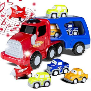 Acegift Toys Car For 1 2 3 Year Old Boys,11-In-1 Carrier Truck,Toddler Boy Toy,Friction Power Toy Cars With Light & Sound, Kid Toys For 1 2 3 Year Old Boys Birthday Gifts For Baby Boy Toy