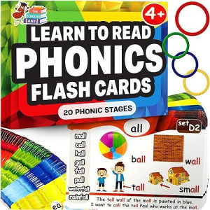Phonics Flash Cards - Learn To Read In 20 Phonic Stages - Digraphs Cvc Blends Long Vowel Sounds - Phonics Games For Kids Ages 4-8 Kindergarten First Second Grade Homeschool Educational