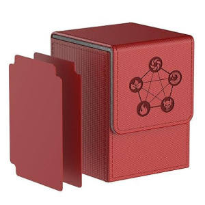 Mixpoet Deck Box Fits Mtg Cards, Trading Card Case With 2 Dividers Per Holder, Large Size For Up To 110 Cards (Red, Pentagram)