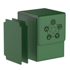 Mixpoet Deck Box Compatible With Mtg Cards, Trading Card Case With 2 Dividers Per Holder, Large Size For 100+ Cards (Pentagram-Green)