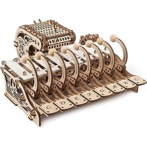 Ugears Mechanical Celesta 3D Puzzles - Musical Instruments 3D Wooden Puzzles For Adults And Kids - 3D Wooden Puzzle Musical Model Kits With Piano, Music Box And Wood Xylophone - Diy Model Kit