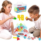 Iyuepeng 48 Pcs Board Games For Kids & Adults Tetra Balance Tower Stacking Toys Perfect For Family Games, Parties, Travel