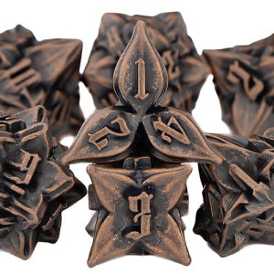 Kerwellsi Dungeons And Dragons Dice Set D&D, Metal Dnd Dice Set With Box, Blood Rpg Role Playing Dice, 7 Piece D And D Dice, Leaf Polyhedral Dice Set D20 D12 D10 D8 D6 D4