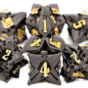 Kerwellsi Metal Dnd Dice Set, Leaf Black D&D Dice Set With Box, 7 Piece Dungeons And Dragons Dice, Role Playing D And D Dice, Rpg Polyhedral Dice Set D20 D12 D10 D8 D6 D4