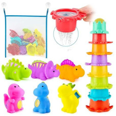 Innocheer Baby Bath Toys For Water Table, Toddler Water Toys With Bath Toys Stacking Cups, Quick Dry Organizer Net, 13 Pcs Early Educational Toy For Bathtub Game, Beach And Pool Party