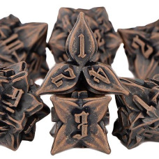 Kerwellsi Metal Polyhedral Dice Set, Leaf Dnd Dice Set For Dungeons And Dragons Dice, 7 Piece Rpg Role Playing Dice With Box, D And D Dice Set D&D D20 D12 D10 D8 D6 D4