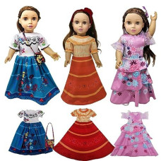18 Inch Doll Clothes , 3 Pcs Magic Family Encanto Set Includes Mirabel, Isabella , Dolores, Costume Accessories Fits All 18 Inch Girl Doll