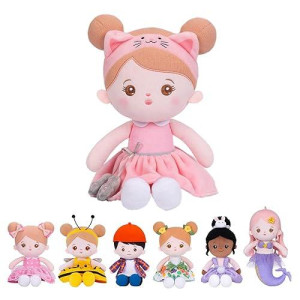 Ouozzz Soft Baby Doll For Girls - My First Baby Doll Birthday Gifts For Girls Plush Rag Dolls Pink Dress Cat Toy For Toddlers Kids Infants 15"