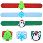 Frog Sac 3 Flashing Led Christmas Slap Bracelets For Kids, Light Up Holiday Slap Bracelet Wrist Bands For Girls And Boys, Tween Girl And Boy Stocking Stuffers Party Favors