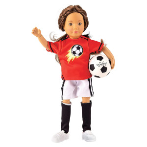 Sofia Soccer Doll, 9 Inch Auburn Hair Kruselings Sofia Doll Friendly, Realistic Expression Of The Eyes And Movable Jointsfor Animate And Adventurous Role-Playing,Gift Ideas For 3 To 7-Year-Olds