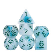 Hddais 7Pcs Polyhedral Dice Set, Jade Dnd Dice Set For Dungeon And Dragons, D&D Dice Set For Role Playing Games (Blue White)