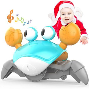 Yeaye Crawling Crab Baby Toys Infant - Tummy Time Toy Gifts For 3 4 5 6 7 8 9 10 11 12 Boy Girl With Learning Crawl System Music For 0-6 6-12 12-18 36 Months Walking Toddler Birthday Gift(Blue)