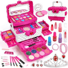 Kids Makeup Kit For Girls, 60Pcs Teensymic Makeup Toys For Girls Washable Makeup Princess Make Up Toy For Girl Age 3-12 Birthday