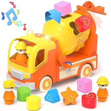 Bellochiddo Wooden Toy Cars For Toddlers - Learning Sort And Match, Shape Sorter Toys, Promotes Hand And Eye Coordination - Ideal Learning Toy, Montessori Toys Gifts For 2 3 4 Year Old Boys Girls Kids