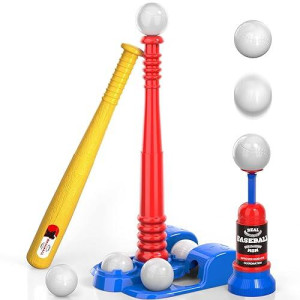 Bennol T Ball Set Toys For Kids 3-5 5-8, Kids Baseball Tee For Boys Toddlers Includes 6 Balls, Auto Ball Launcher, Outdoor Outside Sports T Ball Set Toys Gifts For 3 4 5 6 Year Old Boys Kids Toddlers