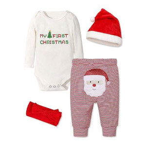 Abbence My First Christmas Baby Girl Boy Christmas Outfit,Baby 1St Christmas Newborn 4Pcs
