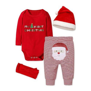Abbence My First Christmas Baby Girl Boy Christmas Outfit,Baby 1St Christmas 4Pcs 9-12 Months