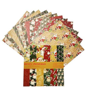 Christmas Scrapbook Paper 6X6, Christmas Assorted Pattern ,24Pcs Scrapbooking Diy Decorative Cardmaking Craft Paper (Santa-Sleigh)