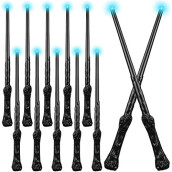 Jerify 10 Pieces Light Up Wizard Wands Sound Illuminating Toy Wand 14.6 Inch Witch Wand For Kids Halloween Birthday Gifts Cosplay Party Costume Accessories (Black)