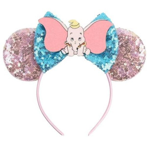 Clgift Dumbo Minnie Ears,Pick Your Color, Elephant Minnie Ears, Animal Kingdom Minnie Ears, Rainbow Sparkle Mouse Ears,Classic Red Sequin Minnie Ears (Dumbo)
