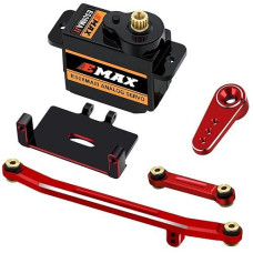 Epinon For Axial Scx24 Servo Metal Gear Emax Servo Steering Servo With Servo Mount Bracket And Arm And Steering Link Set Scx24 Upgrade Parts (Red)