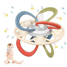Zooawa Baby Teether, Sensory Toys For Babies Bpa-Free Silicone Baby Teething Toy For Pain Relief, Baby Rattles Teether Toy Ball Chew Toy Newborn Infant Baby Toy For 3-6 Months, 3+ Months, Easy To Hold