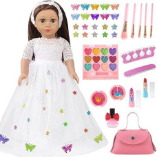 Ebuddy Doll Clothes And Accessories Diy Wedding Dress Fashion Designer Kits Pretend Makeup Set For 18 Inch Girl Doll,Most 18 Inch Dolls(Doll Not Include)