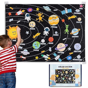 Solar System For Kids Toys With 61 Felt Figures - Bonnyco | Space Montessori Toys For Girls Boys Birthday Gifts Of Planets, Felt Board For Toddlers, Educational Kids Gifts 3 4 5 6 7 8 Years Christmas