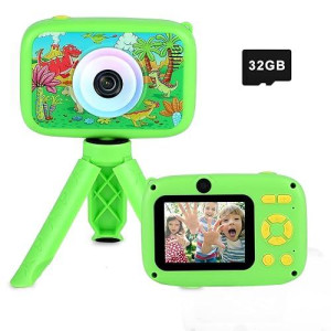 Suziyo Kids Video Camera With Stand, Best Christmas Birthday Gifts Toys For Children, Toddlers Selfie Digital Camcorder 1080P 2.4 Inch Hd For Age 4-9 Years Old Boys & Girls (With 32G Sd Card, Green)