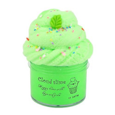 (7Oz 200Ml) Green Cloud Slime, Diy Stress Relief Toy Scented Slime With Cute Slime Fun Charms, Birthday Gifts For Kids Girls Boys, Party Favor