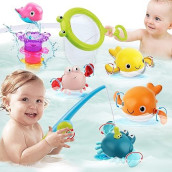 Dwi Dowellin Bath Toy For Toddlers ,Bathtub Toy With Floating Mold Free Swimming Toys And Stacking Cups,Magnetic Fishing Game For Toddles And Babies