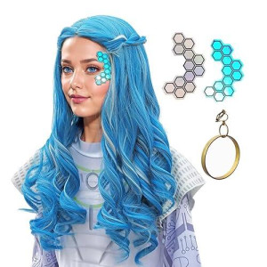 Colorground Long Wavy Blue With Silvery White Cosplay Wig