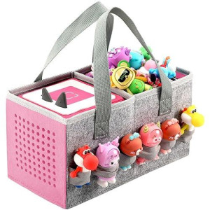 Carrying Case For Toniebox Starter Set And Tonies Figurines, Travel Felt Cloth Musical Toy Folding Bag For Toniebox Accessories (Pink)
