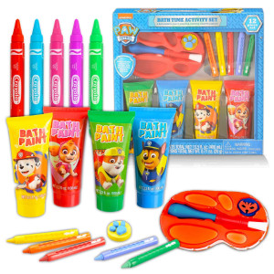 Paw Patrol Bath Set For Toddlers 1-3 - Bundle With Paw Patrol Adventure Bay Bath Toy, Crayola Finger Paint Assorted Colors | Chase Paw Patrol Bath Toy
