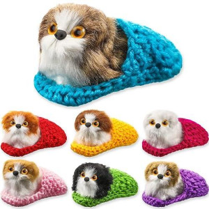 7 Pieces Opening Eyes Dogs Doll Fluffy Mini Puppies With Wang Sounds Sleeping Puppy Toy Decors For Home Table Car Decor Kids (Opening Eyes Dogs)