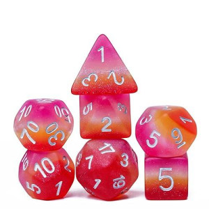 Hddais 7Pcs Lesbian-Pride Polyhedral Dice Set, Homosexual Flag D&D Dice For Dungeons And Dragons, Dnd Dice For Rpg Mtg And Other Table Games(Matte)