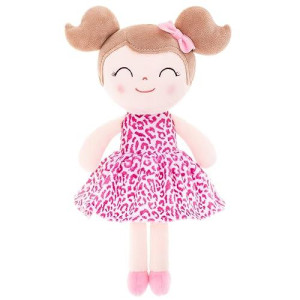 Gloveleya Soft Dolls Plush Figures Pink Leopard Dress Doll Baby Gift 9"