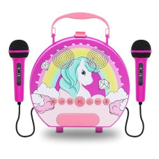 Kids Karaoke Machine For Girls Boys With 2 Microphones Toddler Singing Karaoke Toys Children Karaoke Singing Machine Recording Voice Changing Speaker For Party Birthday Festival Gift