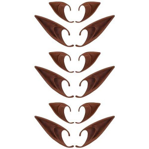 Freshme 6 Pairs Brown Elf Ears - Short And Long Fairy Ears Set Anime Pixie Ear Silicone Vampire Ears For Women Girl Cosplay, Christmas Renaissance Masquerade Party Dress Up Props Costume Accessories