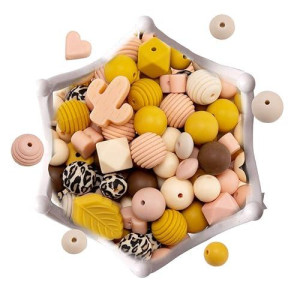 Let'S Make 100Pcs Silicone Loose Beads, Diy Beads Kit For Bracelets Making/Necklace Making/Jewelry Making Supplies - Shaped Beads Bulk Round Assorted Beads Honeycomb Silicone Beads