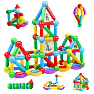 Tokblok Magnetic Building Blocks Sticks Toys, Creative Circus Magnetic Balls And Rods Set Toddler Preschool Stem Educational Construction Toys 3 4 5 6 Year Old Kids Boys Girls Gifts